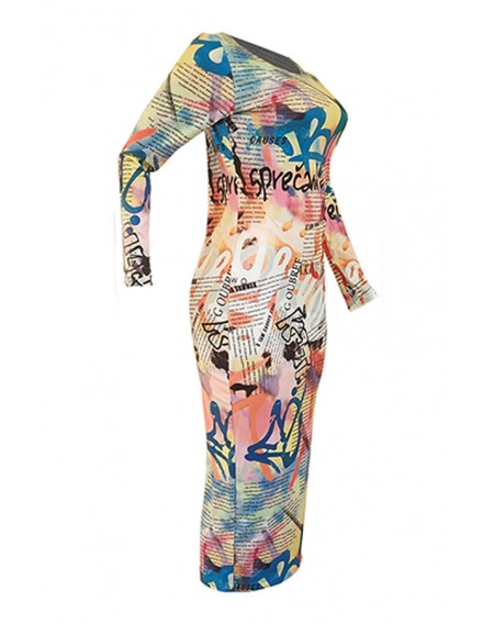 Lovely Casual Letter Printed Multicolor Knee Length Dress