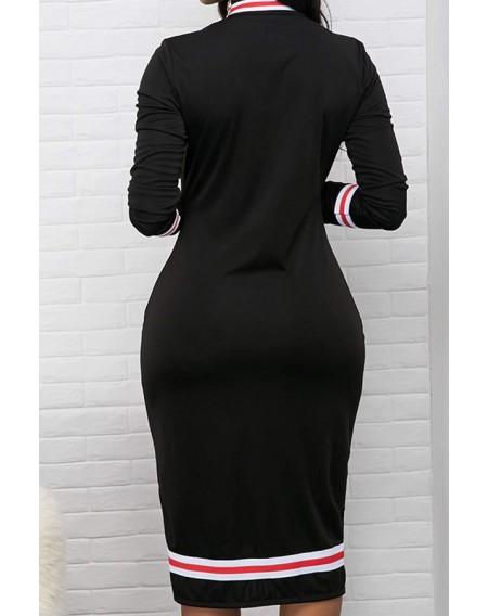 Lovely Casual Striped Black Knee Length Dress