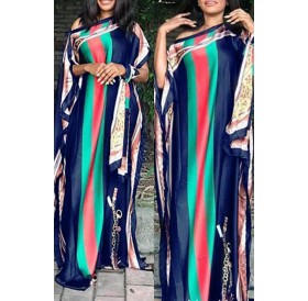 Lovely Casual Printed Black Floor Length Plus Size Dress