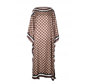 Lovely Casual Printed Brown Ankle Length Plus Size Dress
