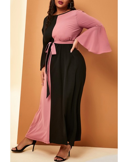 Lovely Casual Patchwork Black Knee Length Plus Size Dress