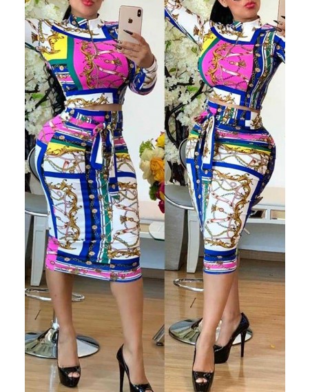Lovely Casual Printed White Two-piece Skirt Set