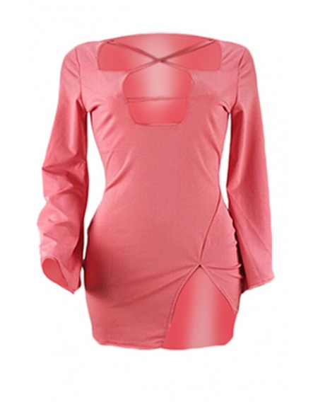 Lovely Leisure Hollow-out Pink Mini Dress