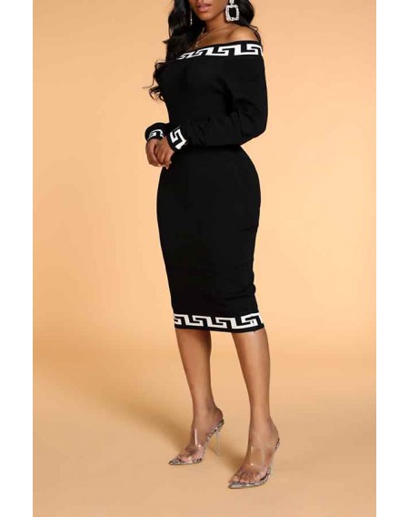 Lovely Casual Patchwork Black Knee Length Dress