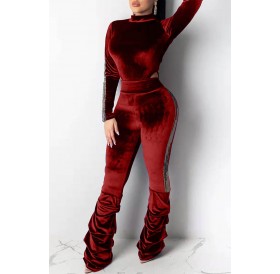 Lovely Trendy Hollow-out Red Two-piece Pants Set