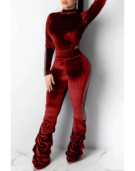 Lovely Trendy Hollow-out Red Two-piece Pants Set