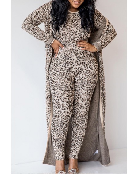 Lovely Casual Leopard Printed Two-piece Pants Set