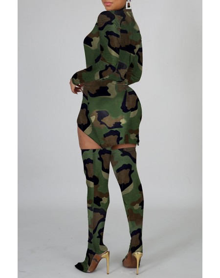 Lovely Sexy Camouflage Printed Two-piece Pants Set