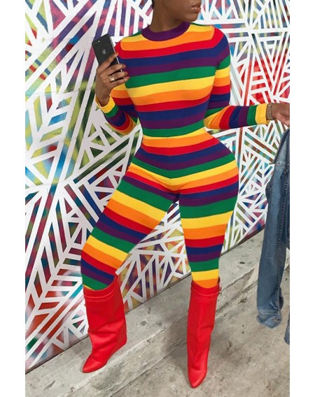 Lovely Chic Striped Skinny Multicolor One-piece Jumpsuit
