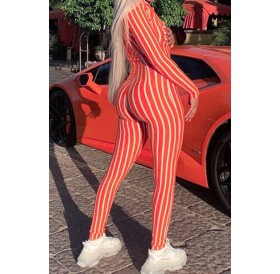 Lovely Trendy Striped Orange One-piece Jumpsuit