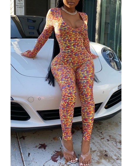 Lovely Sexy Skinny Print Multicolor One-piece Jumpsuit