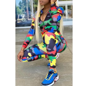 Lovely Stylish Camouflage Printed Multicolor One-piece Jumpsuit