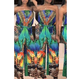 Lovely Bohemian Printed Multicolor One-piece Jumpsuit