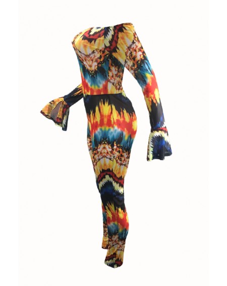 Lovely Trendy Dew Shoulder Multicolor One-piece Jumpsuit