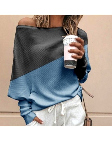 Lovely Work Color-lump Blue Sweater