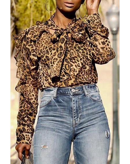 Lovely Trendy Leopard Printed Blouse