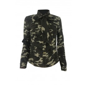 Lovely Casual Camouflage Printed Army Green Blouse
