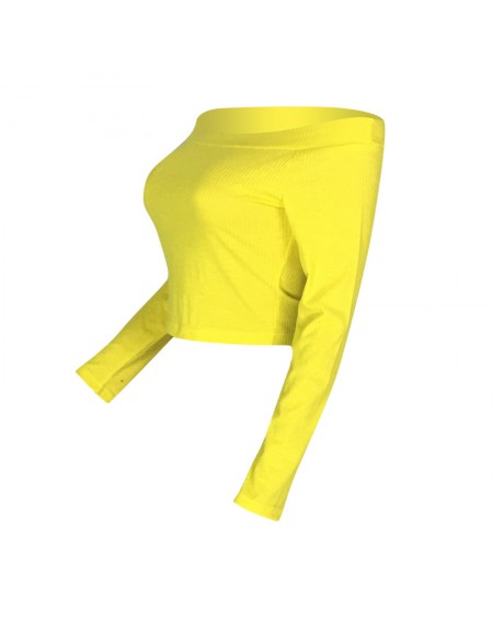 Lovely Casual Dew Shoulder Yellow T-shirt