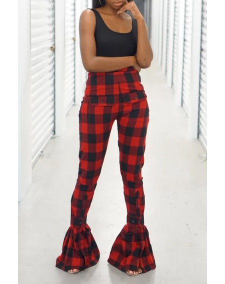 Lovely Casual Plaid Printed Red Pants