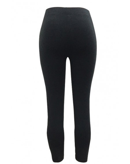 Lovely Trendy Bandage Design Hollow-out Black Jeans