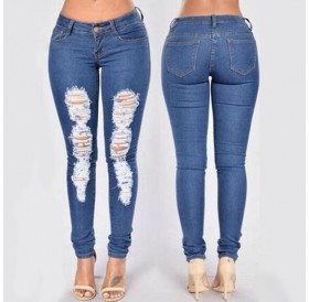 Lovely Casual Hollow-out Deep Blue Jeans