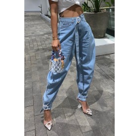 Lovely Casual Loose Baby Blue Jeans