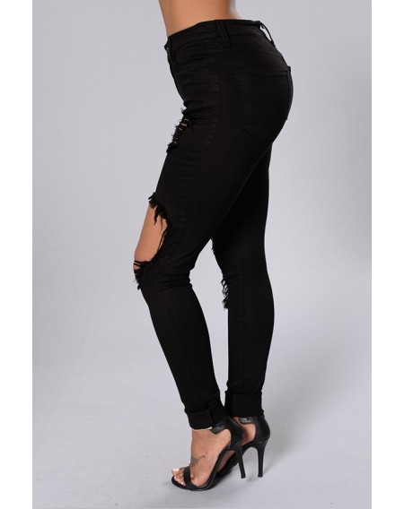 Lovely Leisure Hollow-out Black Jeans