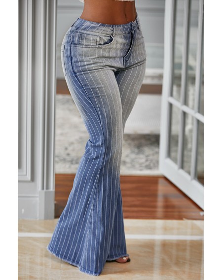 Lovely Trendy Striped Baby Blue Jeans