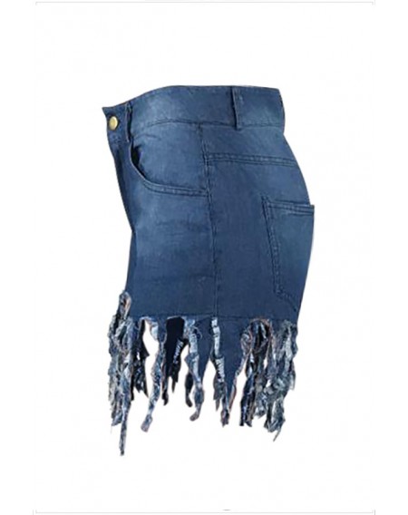 Lovely Casual Tassel Design Blue Jeans