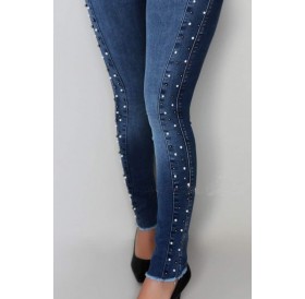 Lovely Casual Nail Bead Design Deep Blue Jeans