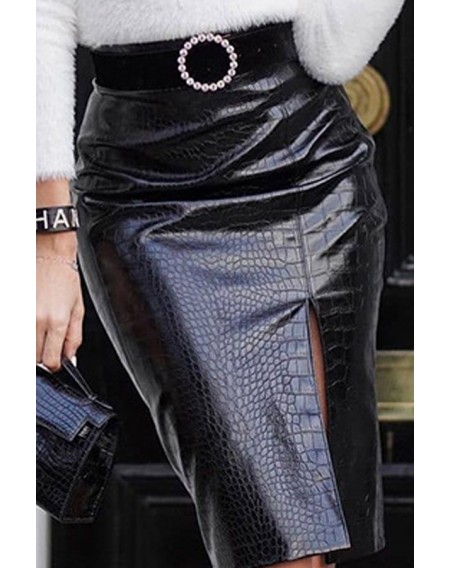 Lovely Casual Straight Slit Black Knee Length Skirt
