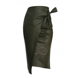 Lovely Casual Asymmetrical Blackish Green PU Knee Length Skirt