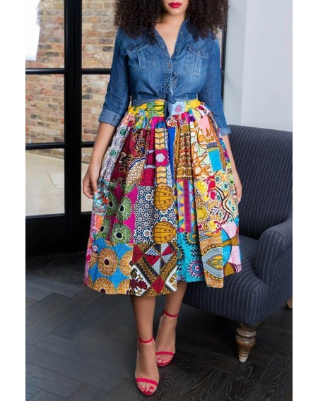 Lovely Casual Printed Multicolor Knee Length Skirts