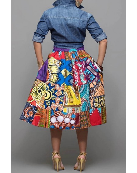 Lovely Casual Printed Multicolor Knee Length Skirts