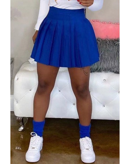 Lovely Casual Ruffle Design Blue Mini Skirt