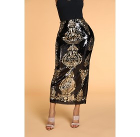 Lovely Trendy Embroidered Black Ankle Length Skirt