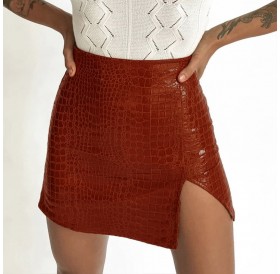 Lovely Trendy Slit Brown Mini Skirt