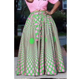 Lovely Sweet Printed Green Ankle Length A Line Skirt