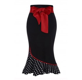 Lovely Sweet Dot Patchwork Black Skirt