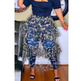 Lovely Casual Camouflage Printed Ankle Length Cake Skirt