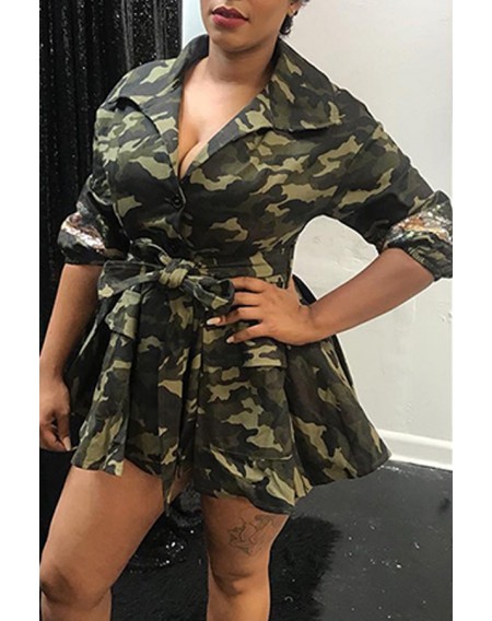 Lovely Casual Camouflage Printed Plus Size Jacket