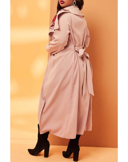 Lovely Casual Rose Pink Plus Size Coat