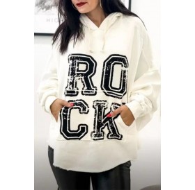 Lovely Casual Letter White Hoodie