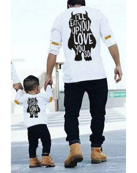 Lovely Family Printed White Father T-shirt