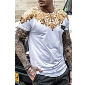 Lovely Casual O Neck Printed White T-shirt