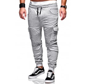 Lovely Casual Patchwork Light Grey Pants