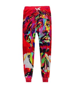 Lovely Casual Portrait Printed Red Pants