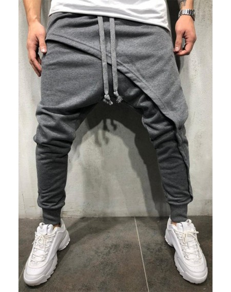 Lovely Casual Drawstring Patchwork Grey Pants