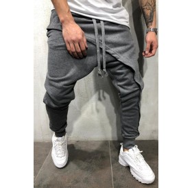 Lovely Casual Drawstring Patchwork Grey Pants