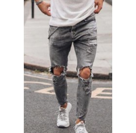 Lovely Casual Hollow-out Grey Jeans